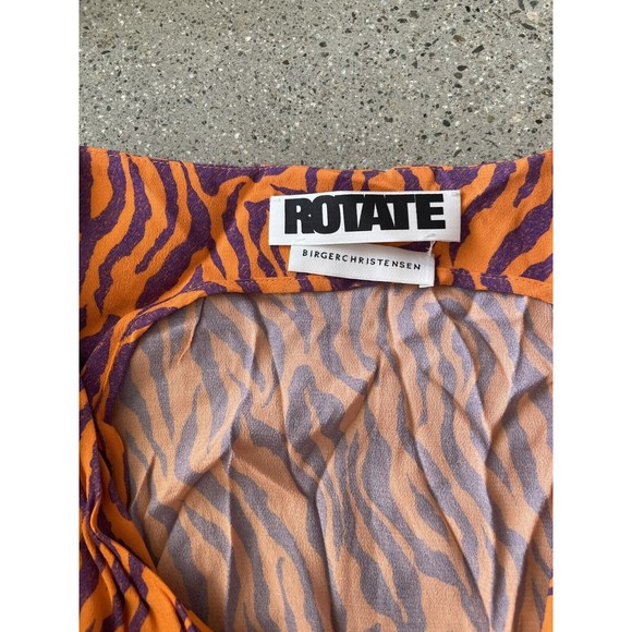 ROTATE Birger Christensen Zebra-Print Twill Wrap Mini Dress Size 36 S NWT - Picture 9 of 12